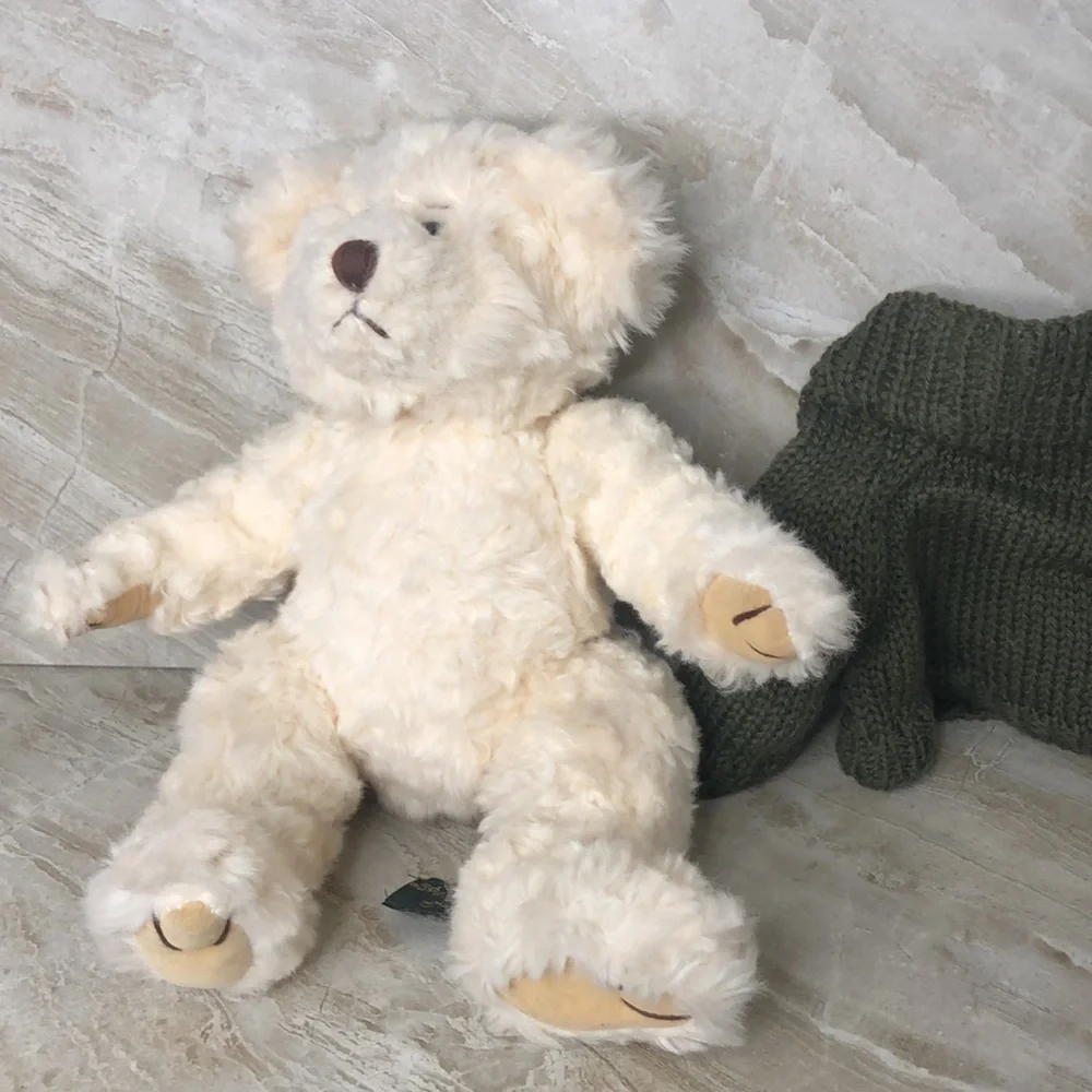Vintage RUSS Bear “Byron” Fully‎ Jointed with Little Knit Green Sweater